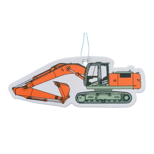 Картонный ароматизатор с логотипом Vezha Construction Machinery в форме экскаватора