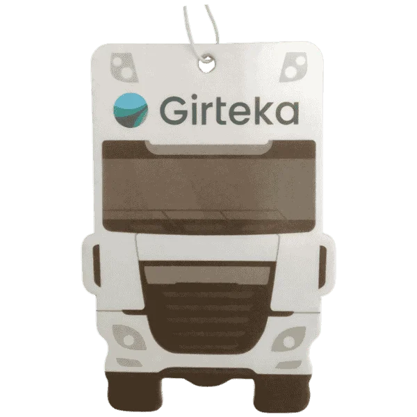 картонный ароматизатор Girteka в виде кабины тягача с логотипом